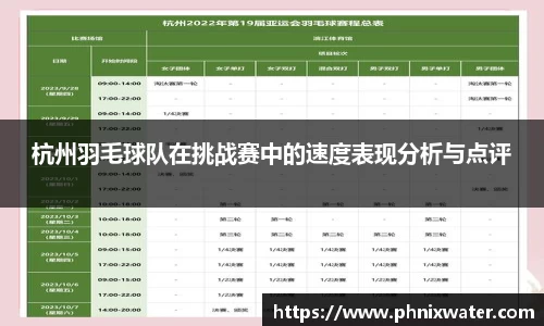 杭州羽毛球队在挑战赛中的速度表现分析与点评